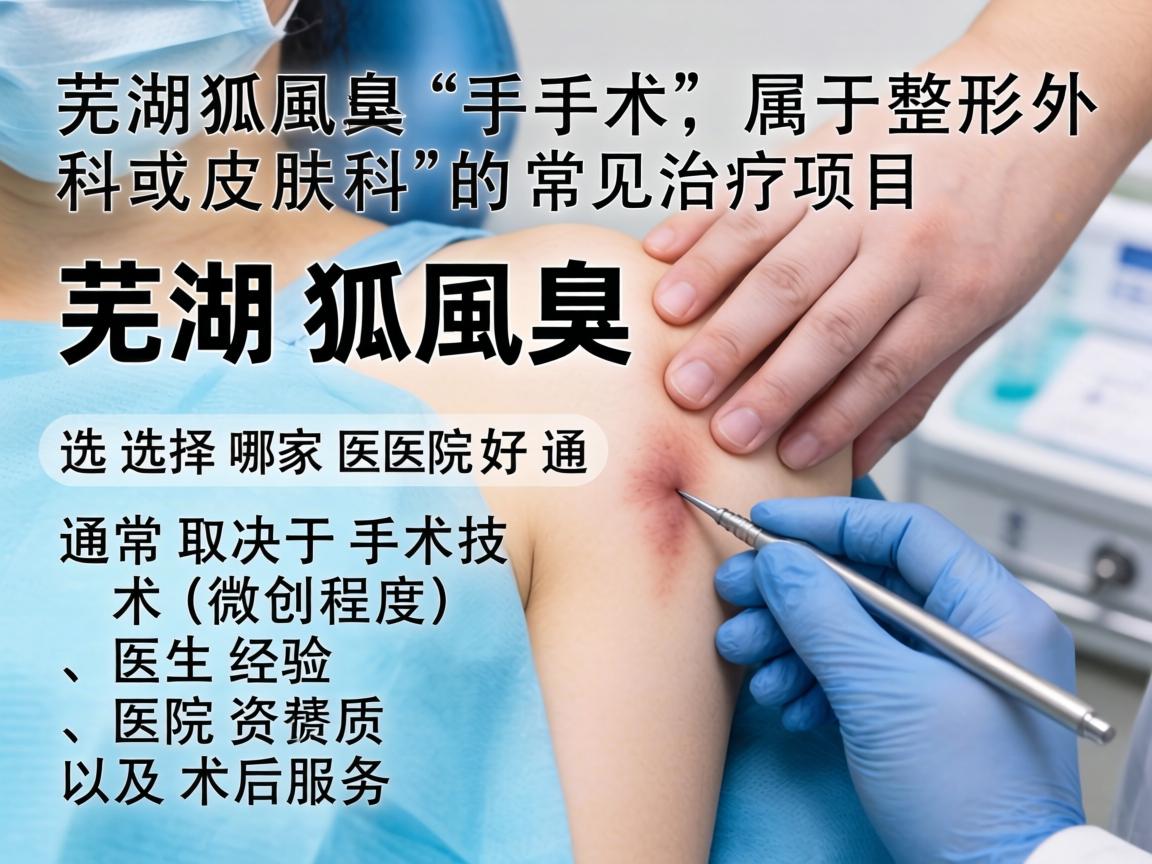 在芜湖，腋臭（狐臭）手术属于整形外科或皮肤科的常见治疗项目。选择哪家医院好，通常取决于手术技术（微创程度）医生经验、医院资质以及术后服务