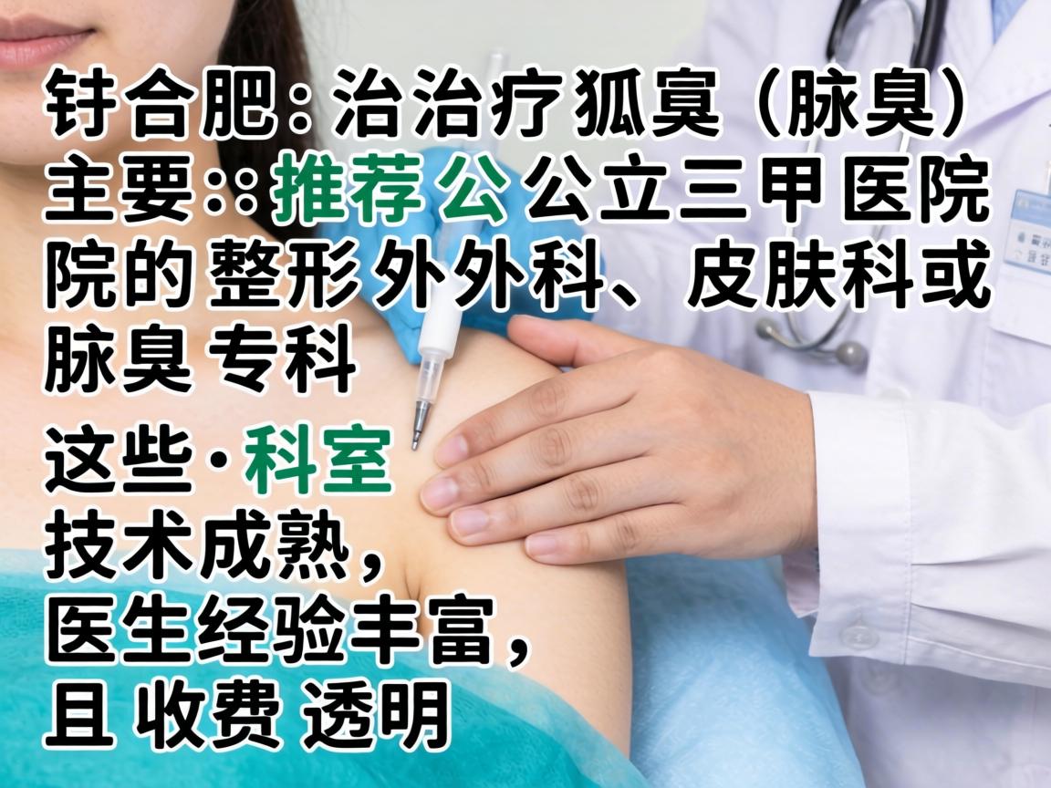 在合肥，治疗狐臭（腋臭）主要推荐公立三甲医院的整形外科、皮肤科或腋臭专科。这些科室技术成熟，医生经验丰富，且收费透明