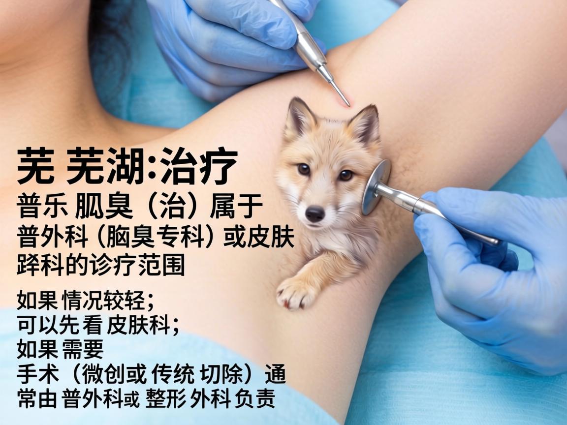 在芜湖，治疗狐臭（腋臭）属于普外科（腋臭专科）或皮肤科的诊疗范围。如果情况较轻，可以先看皮肤科；如果需要手术（微创或传统切除）通常由普外科或整形外科负责