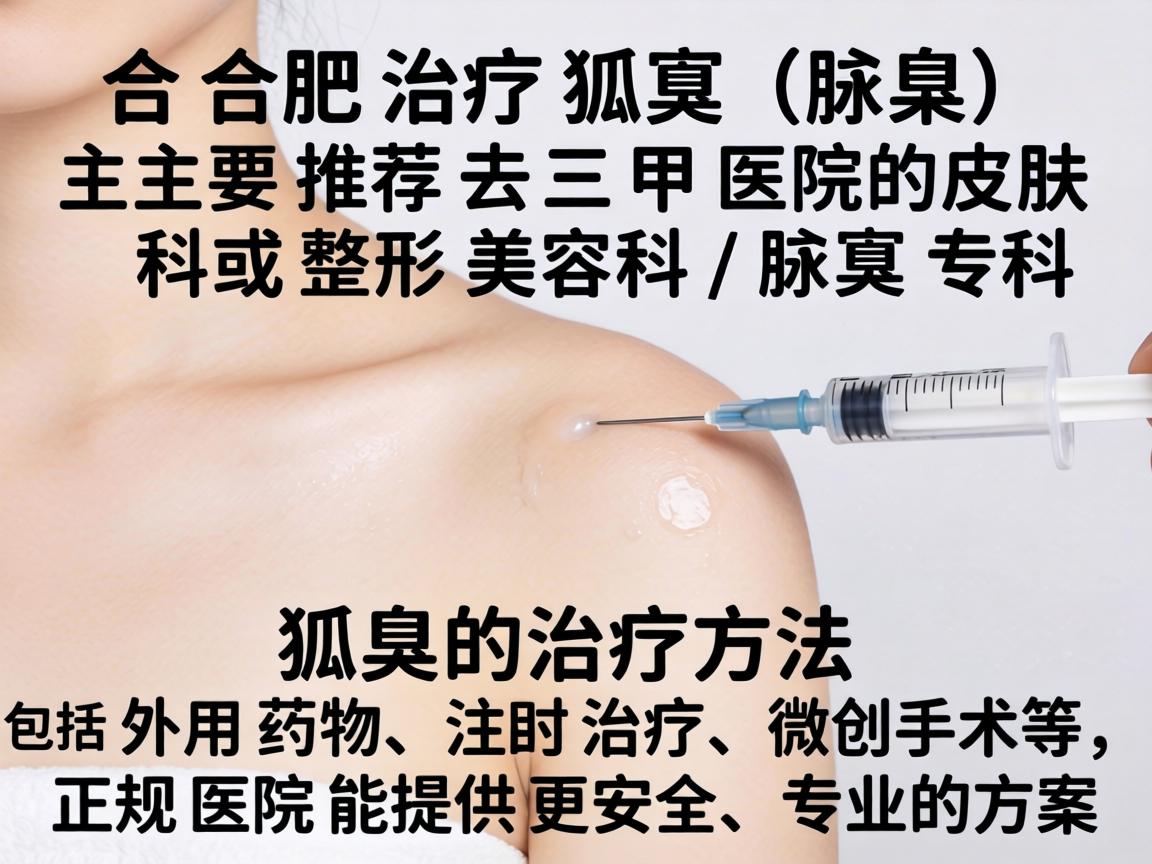 在合肥，治疗狐臭（腋臭）主要推荐去三甲医院的皮肤科或整形美容科/腋臭专科。狐臭的治疗方法包括外用药物、注射治疗、微创手术等，正规医院能提供更安全、专业的方案