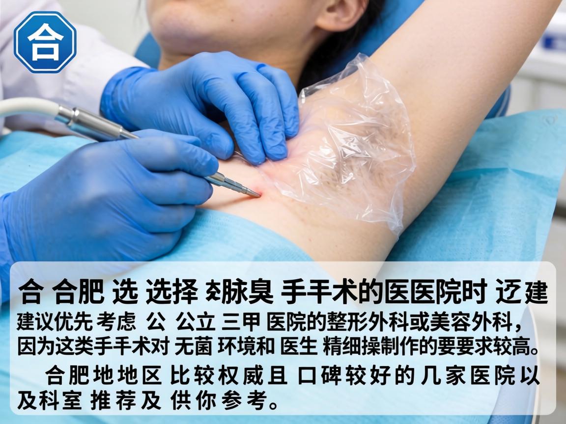在合肥，选择腋臭手术的医院时，建议优先考虑公立三甲医院的整形外科或美容外科，因为这类手术对无菌环境和医生精细操作的要求较高。以下是合肥地区比较权威且口碑较好的几家医院及科室推荐，供你参考