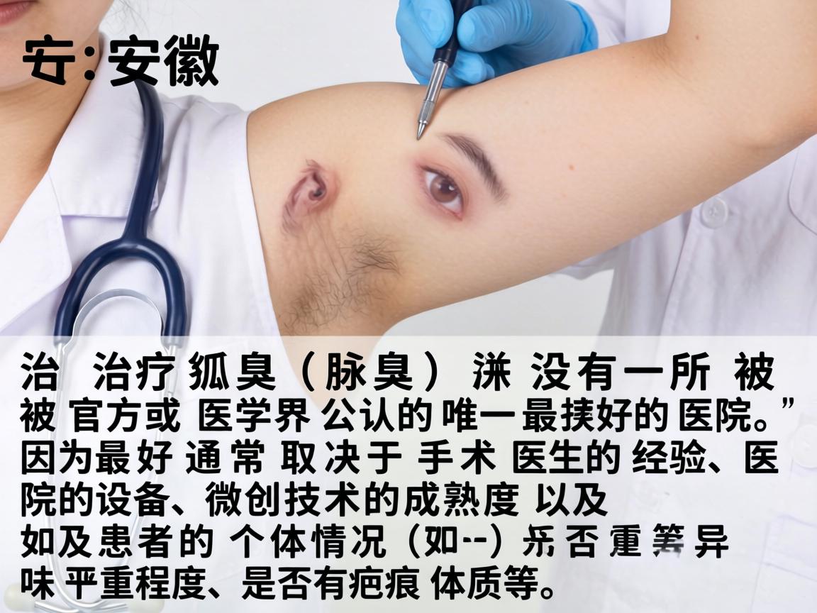在安徽，治疗狐臭（腋臭）并没有一所被官方或医学界公认的唯一最好的医院，因为最好通常取决于手术医生的经验、医院的设备、微创技术的成熟度以及患者的个体情况（如异味严重程度、是否有疤痕体质等）