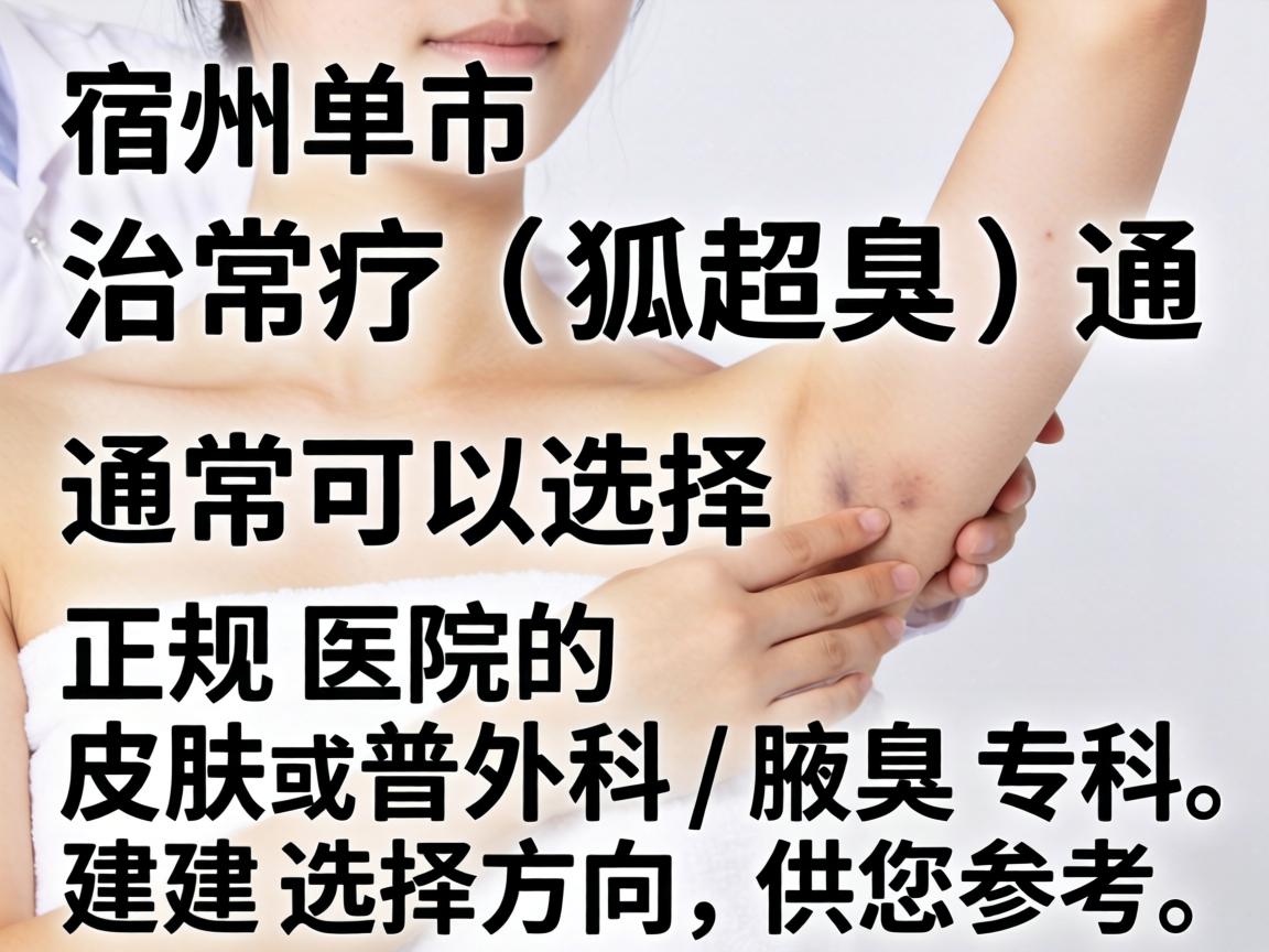 在宿州市，治疗狐臭（腋臭）通常可以选择正规医院的皮肤科或普外科/腋臭专科。以下是具体的建议和选择方向，供您参考