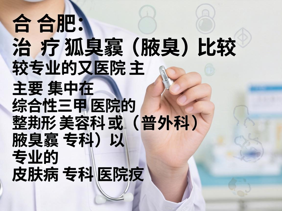在合肥，治疗狐臭（腋臭）比较专业的医院主要集中在综合性三甲医院的整形美容科或普外科（腋臭专科）以及专业的皮肤病专科医院