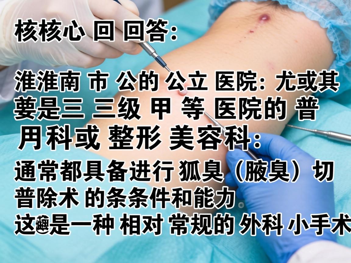核心回答，淮南市的公立医院，尤其是三级甲等医院的普外科或整形美容科，通常都具备进行狐臭（腋臭）切除术的条件和能力。这是一种相对常规的外科小手术