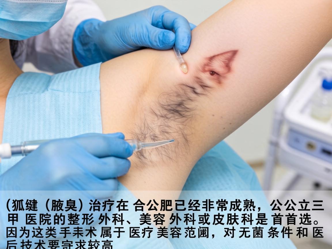 狐臭（腋臭）的治疗在合肥已经非常成熟，公立三甲医院的整形外科、美容外科或皮肤科是首选，因为这类手术属于医疗美容范畴，对无菌条件和医生技术要求较高