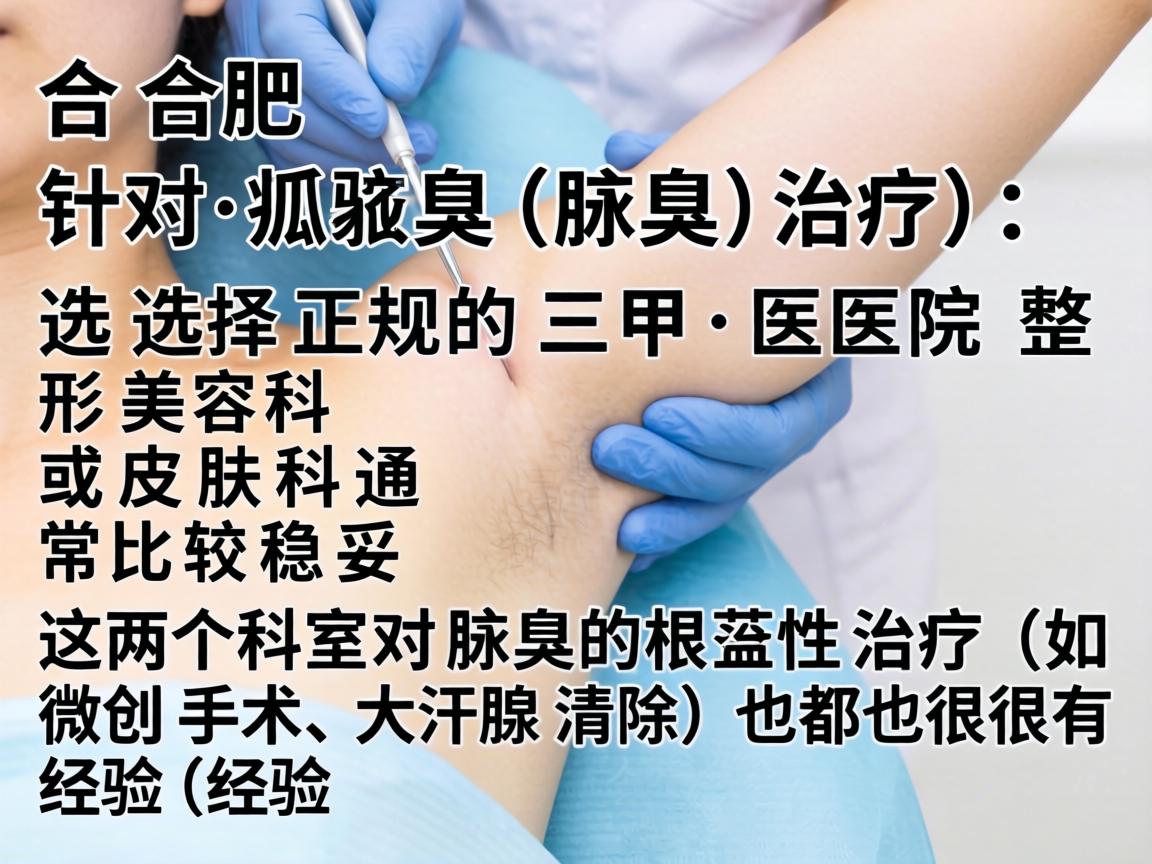 在合肥，针对狐臭（腋臭）的治疗，选择正规的三甲医院整形美容科或皮肤科通常比较稳妥。这两个科室对腋臭的根治性治疗（如微创手术、大汗腺清除）都很有经验