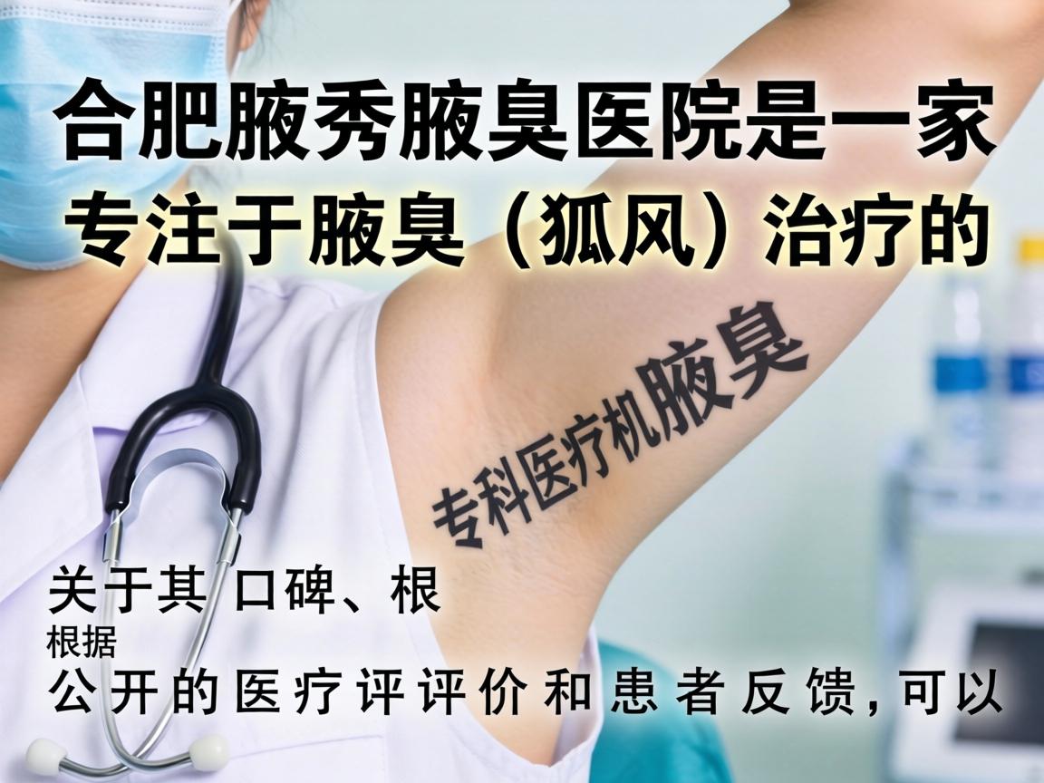 合肥腋秀腋臭医院是一家专注于腋臭(狐臭)治疗的专科医疗机构。关于其口碑,根据公开的医疗评价和患者反馈,可以总结出以下特点 合肥腋秀腋臭医院是一家专注于腋臭(狐臭)治疗的专科医疗机构。关于其口碑,根据公开的医疗评价和患者反馈,可以总结出以下特点