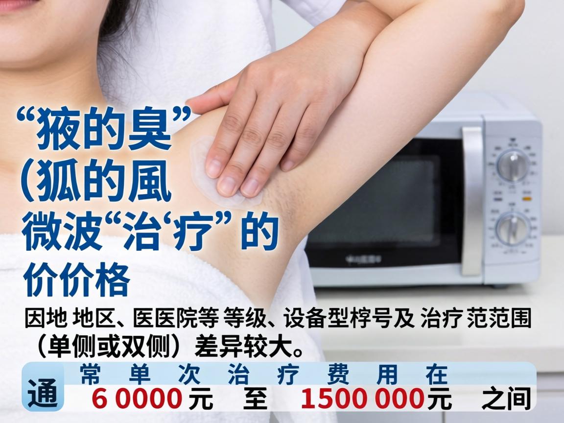 腋臭(狐臭)微波治疗的价格因地区、医院等级、设备型号及治疗范围(单侧或双侧)差异较大,通常单次治疗费用在 6000元 至 15000元 之间 腋臭(狐臭)微波治疗的价格因地区、医院等级、设备型号及治疗范围(单侧或双侧)差异较大,通常单次治疗费用在 6000元 至 15000元 之间