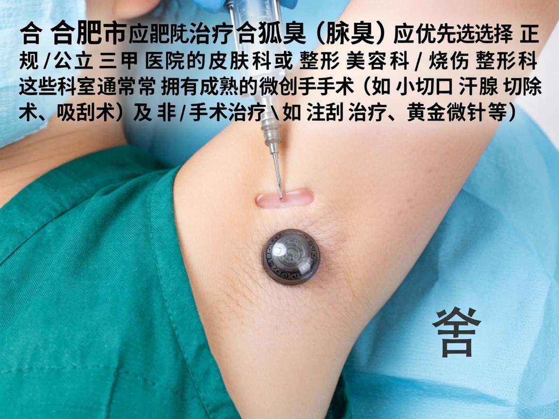 在合肥市，治疗狐臭（腋臭）应优先选择正规公立三甲医院的皮肤科或整形美容科/烧伤整形科。这些科室通常拥有成熟的微创手术（如小切口汗腺切除术、吸刮术）及非手术治疗（如注射治疗、黄金微针等）