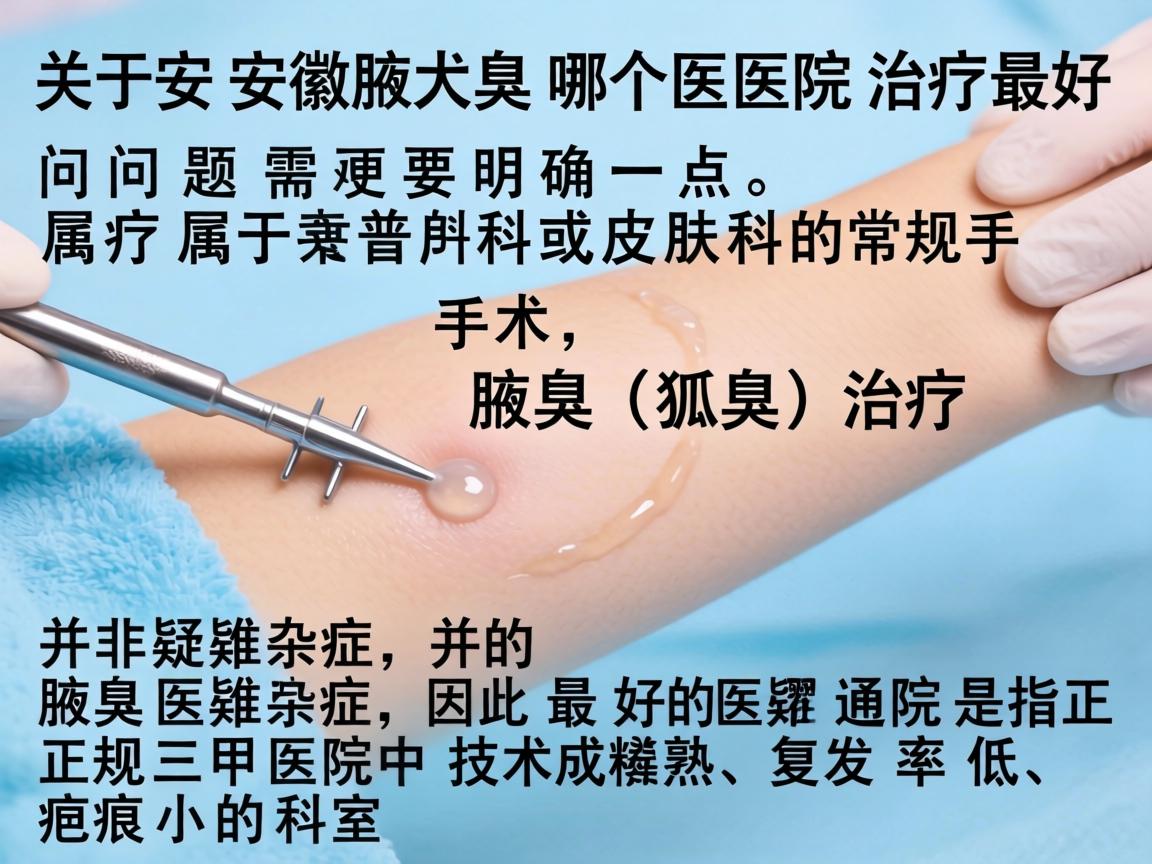 关于安徽腋臭哪个医院治疗最好的问题,需要明确一点,腋臭(狐臭)治疗属于普外科或皮肤科的常规手术,并非疑难杂症,因此最好的医院通常是指正规三甲医院中技术成熟、复发率低、疤痕小的科室 关于安徽腋臭哪个医院治疗最好的问题,需要明确一点,腋臭(狐臭)治疗属于普外科或皮肤科的常规手术,并非疑难杂症,因此最好的医院通常是指正规三甲医院中技术成熟、复发率低、疤痕小的科室