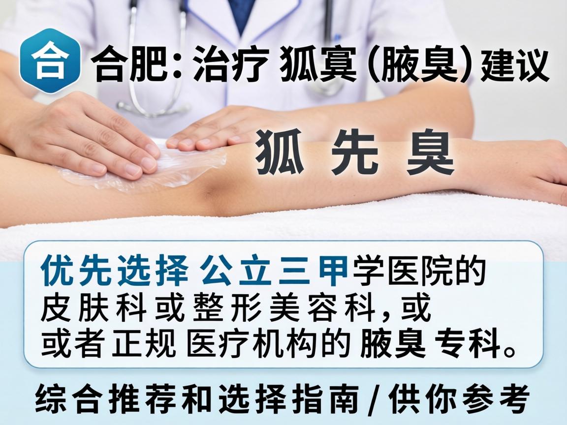 在合肥,治疗狐臭(腋臭)建议优先选择公立三甲医院的皮肤科或整形美容科,或者正规医疗机构的腋臭专科。以下是综合推荐和选择指南,供你参考 在合肥,治疗狐臭(腋臭)建议优先选择公立三甲医院的皮肤科或整形美容科,或者正规医疗机构的腋臭专科。以下是综合推荐和选择指南,供你参考