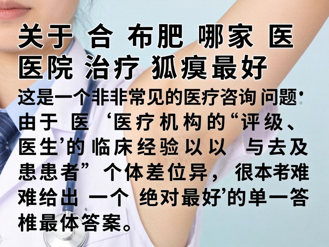 关于合肥哪家医院治疗狐臭最好,这是一个非常常见的医疗咨询问题。由于医疗机构的评级、医生的临床经验以及患者的个体差异,很难给出一个绝对最好的单一答案 关于合肥哪家医院治疗狐臭最好,这是一个非常常见的医疗咨询问题。由于医疗机构的评级、医生的临床经验以及患者的个体差异,很难给出一个绝对最好的单一答案