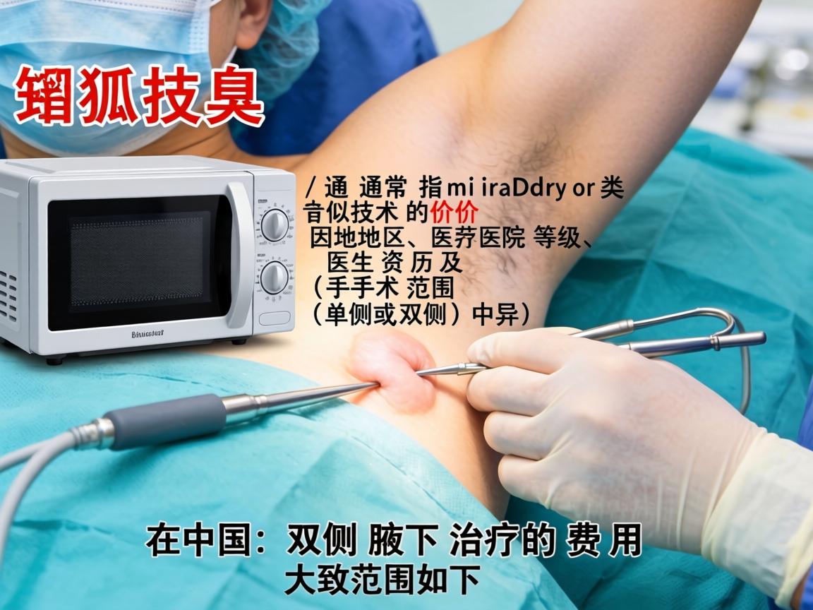 微波狐臭手术(通常指miraDry或类似技术)的价格因地区、医院等级、医生资历及手术范围(单侧或双侧)而异。在中国,双侧腋下治疗的费用大致范围如下 微波狐臭手术(通常指miraDry或类似技术)的价格因地区、医院等级、医生资历及手术范围(单侧或双侧)而异。在中国,双侧腋下治疗的费用大致范围如下