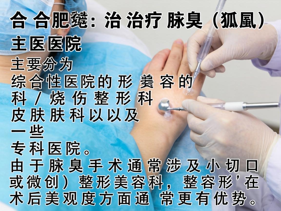 在合肥,治疗腋臭(狐臭)的医院主要分为综合性医院的整形美容科/烧伤整形科、皮肤科以及一些专科医院。由于腋臭手术通常涉及小切口或微创,整形美容科在术后美观度方面通常更有优势 在合肥,治疗腋臭(狐臭)的医院主要分为综合性医院的整形美容科/烧伤整形科、皮肤科以及一些专科医院。由于腋臭手术通常涉及小切口或微创,整形美容科在术后美观度方面通常更有优势