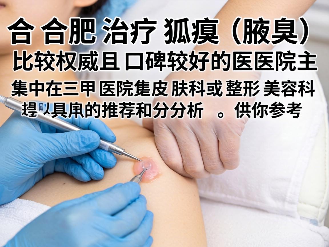 在合肥,治疗狐臭(腋臭)比较权威且口碑较好的医院主要集中在三甲医院的皮肤科或整形美容科。以下是具体的推荐和分析,供你参考 在合肥,治疗狐臭(腋臭)比较权威且口碑较好的医院主要集中在三甲医院的皮肤科或整形美容科。以下是具体的推荐和分析,供你参考