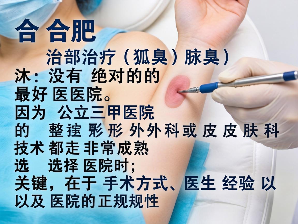在合肥，治疗狐臭（腋臭）并没有绝对的最好医院，因为公立三甲医院的整形外科或皮肤科技术都非常成熟。选择医院时，关键在于手术方式、医生经验以及医院的正规性