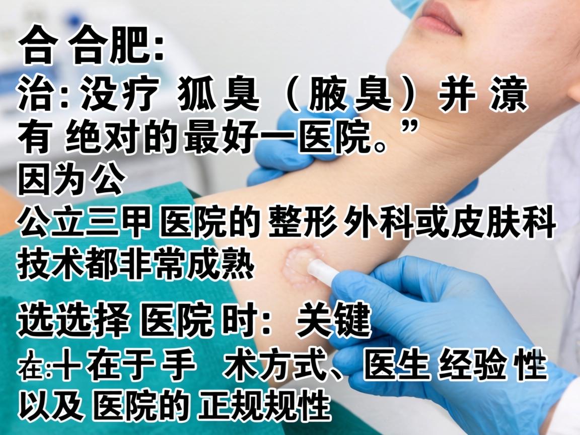 在合肥，治疗狐臭（腋臭）并没有绝对的最好医院，因为公立三甲医院的整形外科或皮肤科技术都非常成熟。选择医院时，关键在于手术方式、医生经验以及医院的正规性