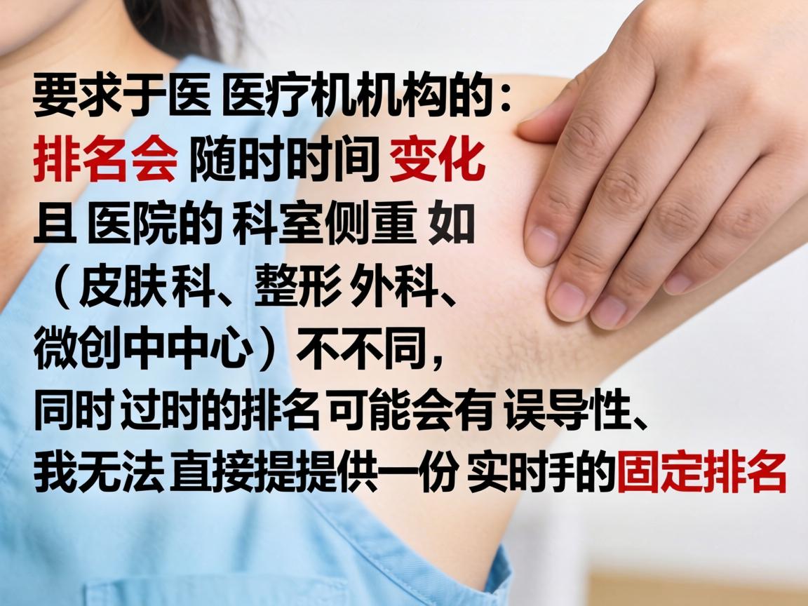 由于医疗机构的排名会随时间变化，且医院的科室侧重（如皮肤科、整形外科、微创中心）不同，同时过时的排名可能会有误导性，我无法直接提供一份实时的固定排名