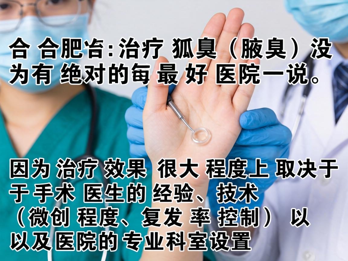 在合肥治疗狐臭（腋臭）没有绝对的最好医院一说，因为治疗效果很大程度上取决于手术医生的经验、技术（微创程度、复发率控制）以及医院的专业科室设置