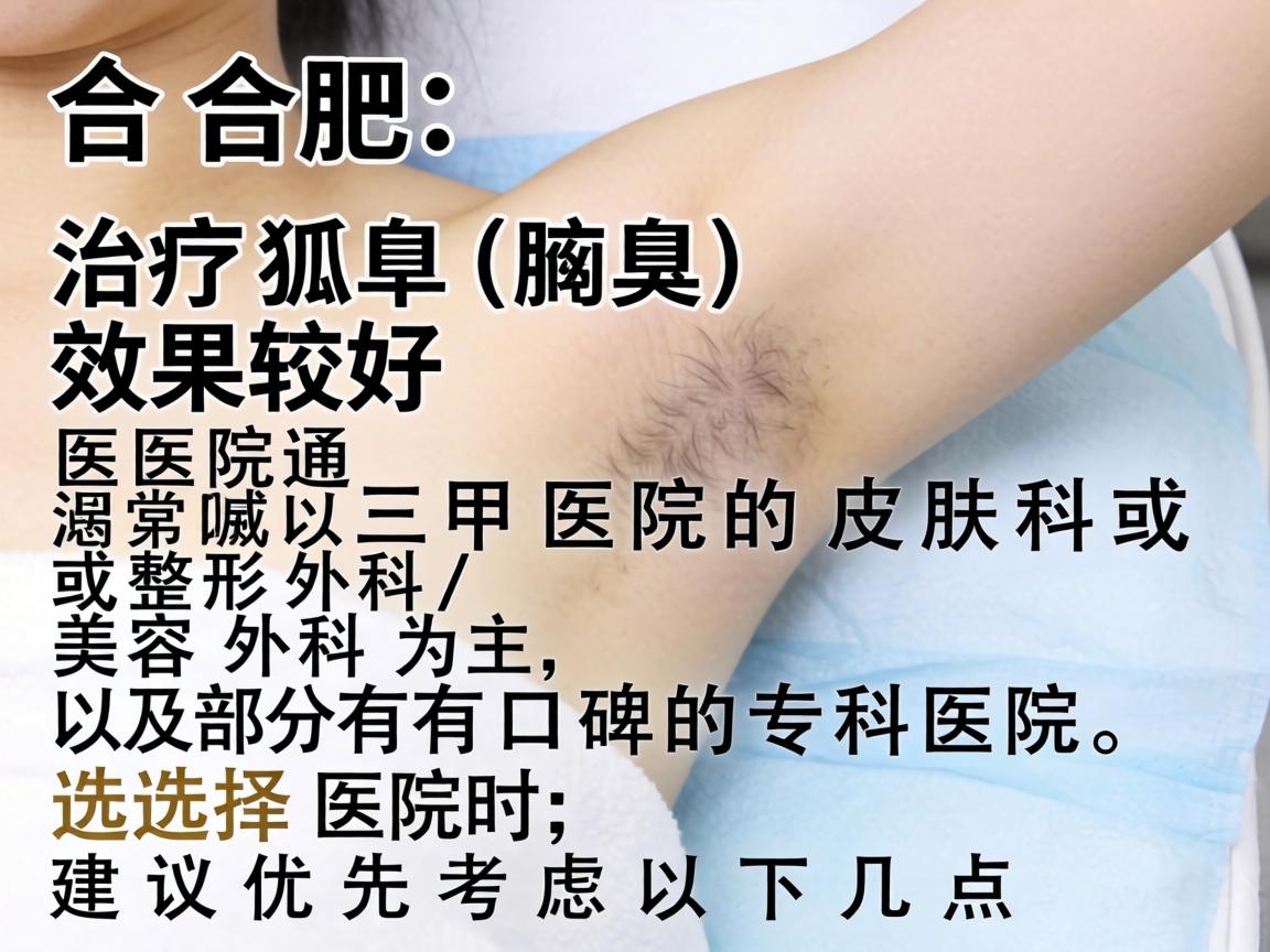 在合肥，治疗狐臭（腋臭）效果较好的医院通常以三甲医院的皮肤科或整形外科/美容外科为主，以及部分有口碑的专科医院。选择医院时，建议优先考虑以下几点