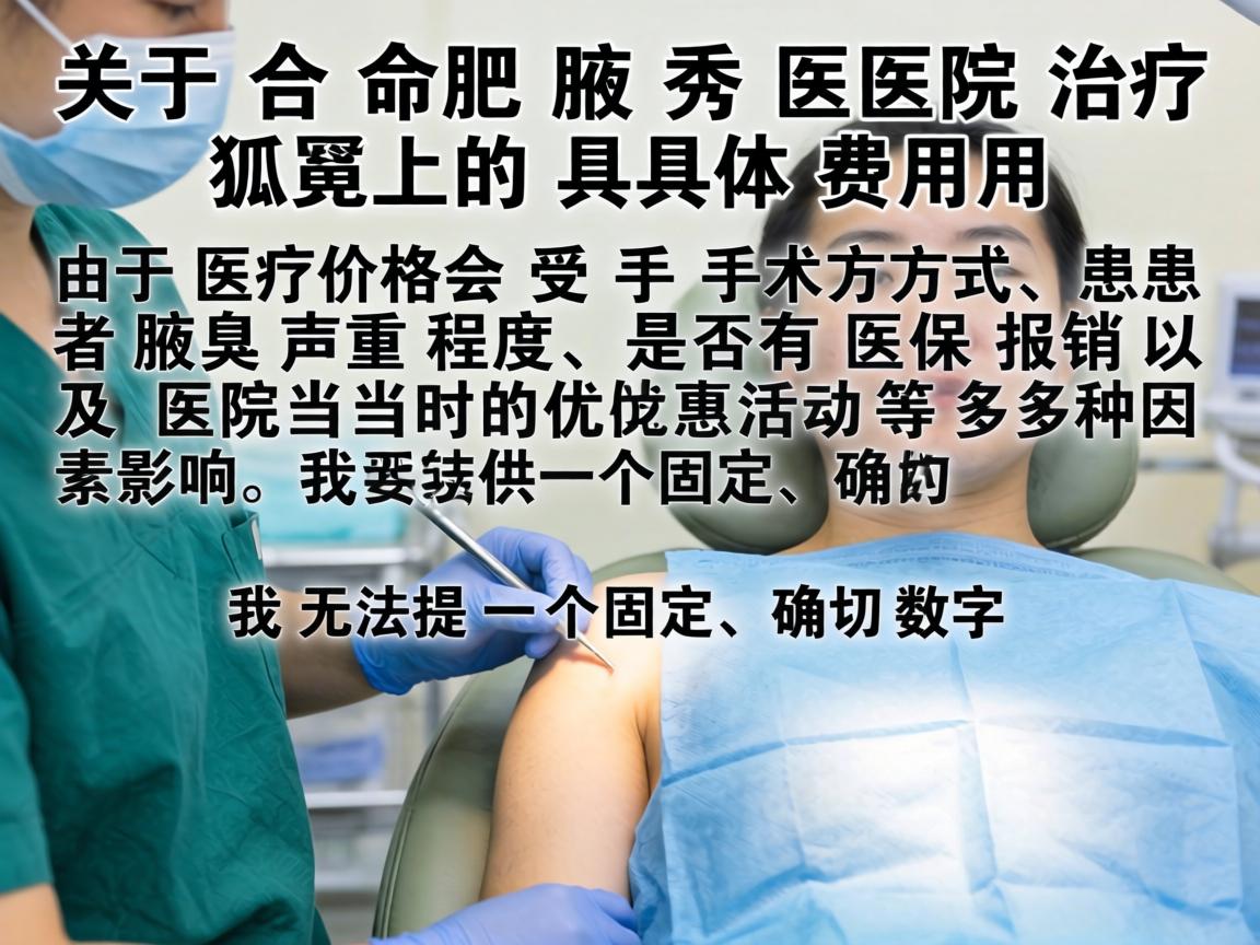 关于合肥腋秀医院治疗狐臭的具体费用，由于医疗价格会受手术方式、患者腋臭严重程度、是否有医保报销以及医院当时的优惠活动等多种因素影响，我无法提供一个固定、确切的数字