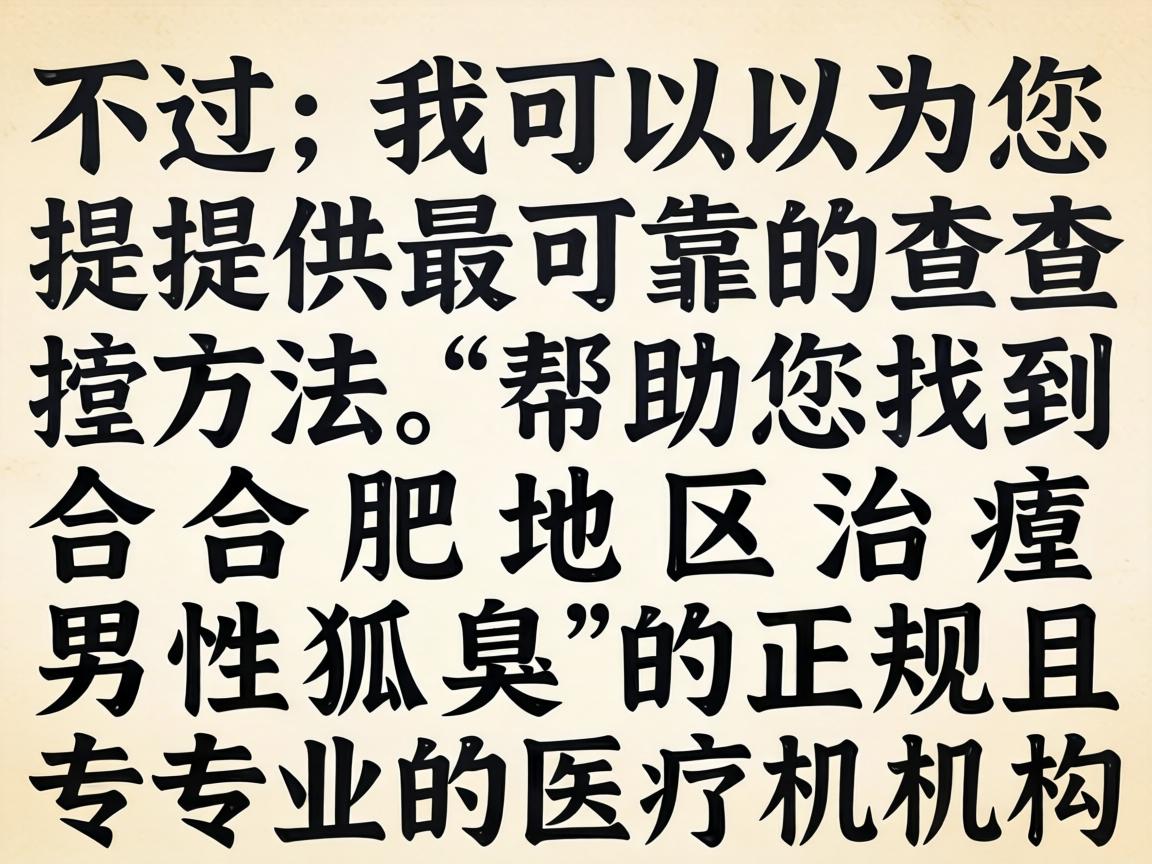 不过，我可以为您提供最可靠的查找方法，帮助您找到合肥地区治疗男性狐臭的正规且专业的医疗机构