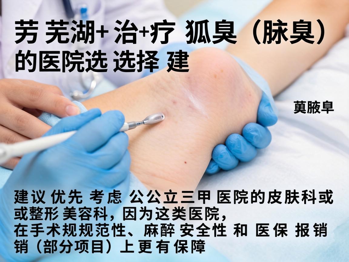 在芜湖，治疗狐臭（腋臭）的医院选择，建议优先考虑公立三甲医院的皮肤科或整形美容科，因为这类医院在手术规范性、麻醉安全性和医保报销（部分项目）上更有保障