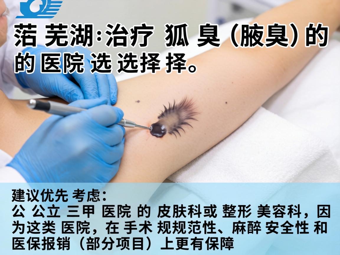在芜湖，治疗狐臭（腋臭）的医院选择，建议优先考虑公立三甲医院的皮肤科或整形美容科，因为这类医院在手术规范性、麻醉安全性和医保报销（部分项目）上更有保障
