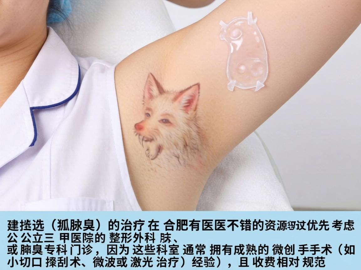 狐臭(腋臭)的治疗在合肥有不错的医疗资源,选择时建议优先考虑公立三甲医院的整形外科、皮肤科或腋臭专科门诊,因为这些科室通常拥有成熟的微创手术(如小切口搔刮术、微波或激光治疗)经验,且收费相对规范 狐臭(腋臭)的治疗在合肥有不错的医疗资源,选择时建议优先考虑公立三甲医院的整形外科、皮肤科或腋臭专科门诊,因为这些科室通常拥有成熟的微创手术(如小切口搔刮术、微波或激光治疗)经验,且收费相对规范