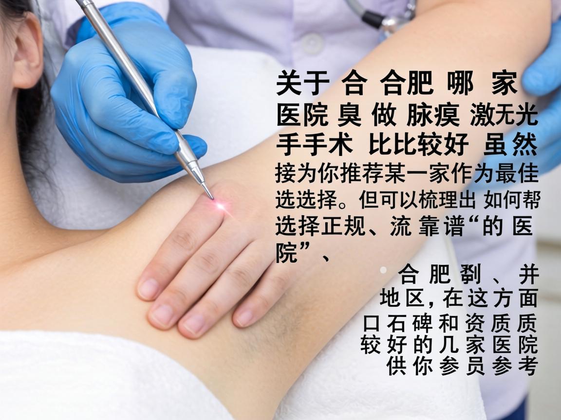 关于合肥哪家医院做腋臭激光手术比较好，虽然无法直接为你推荐某一家作为最佳选择，但可以帮你梳理出如何选择正规、靠谱的医院，并列出合肥地区在这方面口碑和资质较好的几家医院供你参考