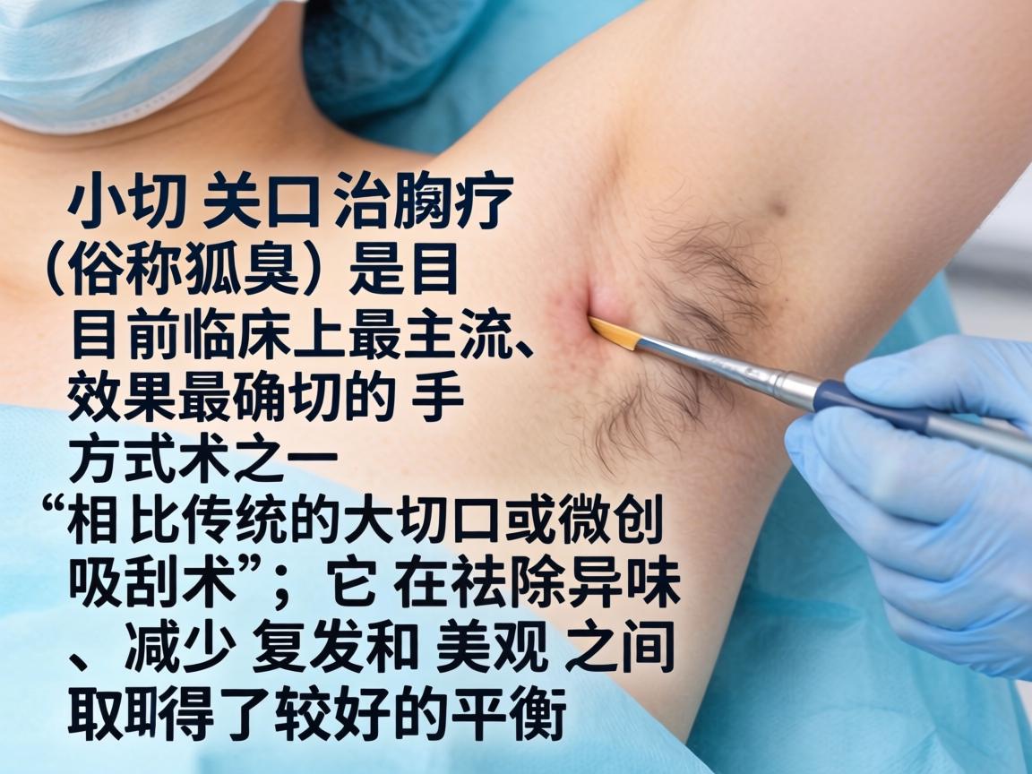 小切口治疗腋臭（俗称狐臭）是目前临床上最主流、效果最确切的手术方式之一。相比传统的大切口或微创吸刮术，它在祛除异味、减少复发和美观之间取得了较好的平衡