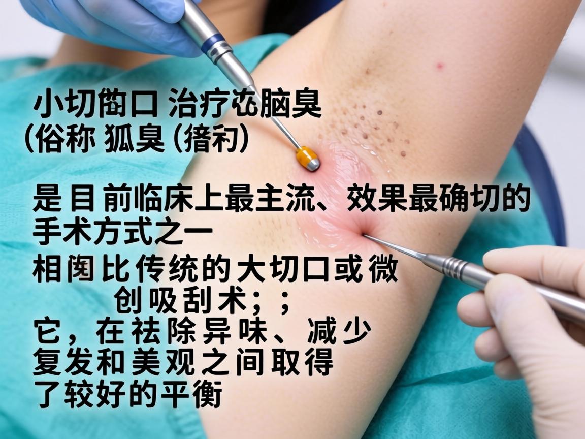 小切口治疗腋臭（俗称狐臭）是目前临床上最主流、效果最确切的手术方式之一。相比传统的大切口或微创吸刮术，它在祛除异味、减少复发和美观之间取得了较好的平衡