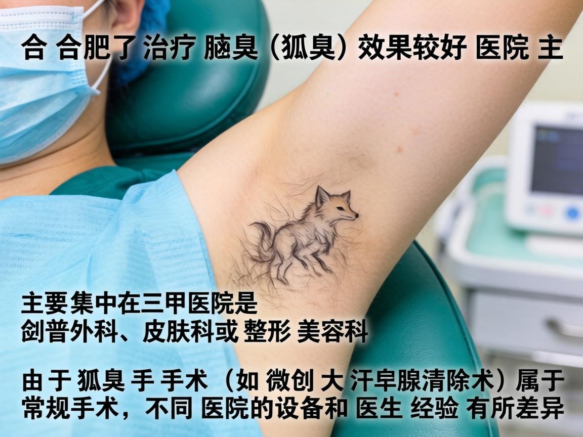 在合肥,治疗狐臭(腋臭)效果较好的医院主要集中在三甲医院的普外科、皮肤科或整形美容科。由于狐臭手术(如微创大汗腺清除术)属于常规手术,不同医院的设备和医生经验有所差异 在合肥,治疗狐臭(腋臭)效果较好的医院主要集中在三甲医院的普外科、皮肤科或整形美容科。由于狐臭手术(如微创大汗腺清除术)属于常规手术,不同医院的设备和医生经验有所差异