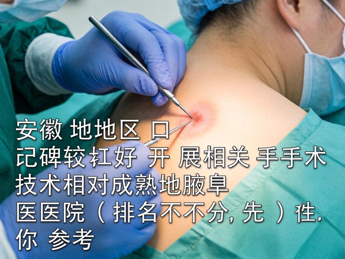 以下是一些在安徽地区口碑较好、开展相关手术技术相对成熟的医院(排名不分先后)供你参考 以下是一些在安徽地区口碑较好、开展相关手术技术相对成熟的医院(排名不分先后)供你参考