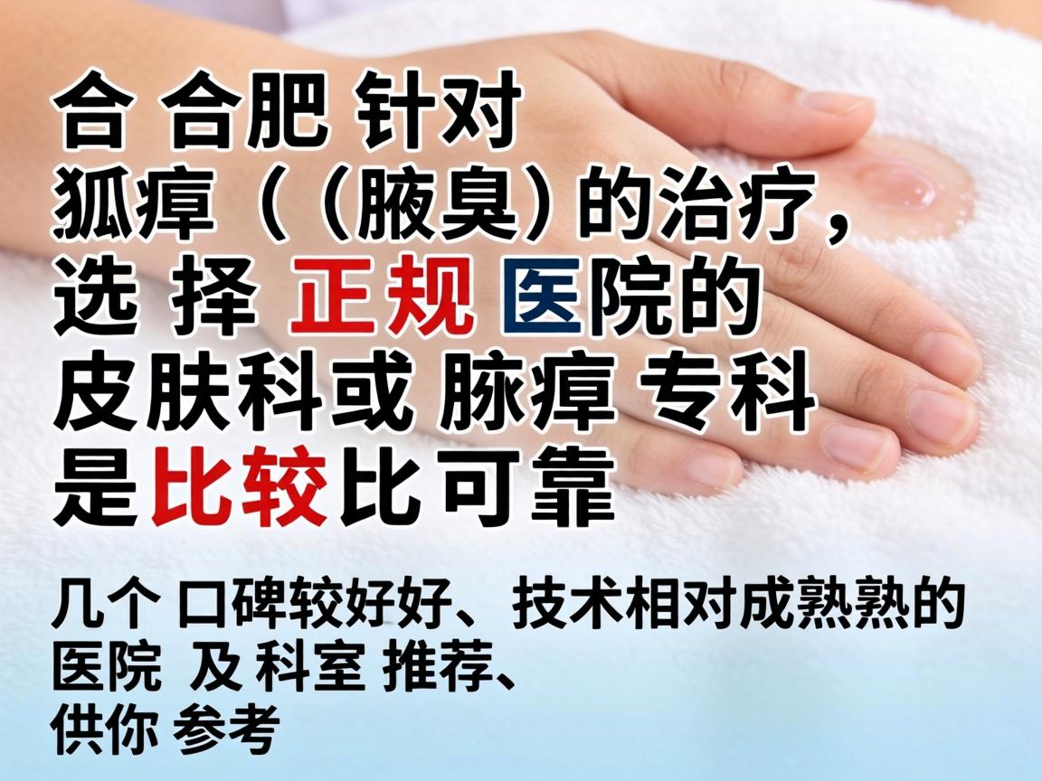 在合肥，针对狐臭（腋臭）的治疗，选择正规医院的皮肤科或腋臭专科是比较可靠的。以下是几个口碑较好、技术相对成熟的医院及科室推荐，供你参考