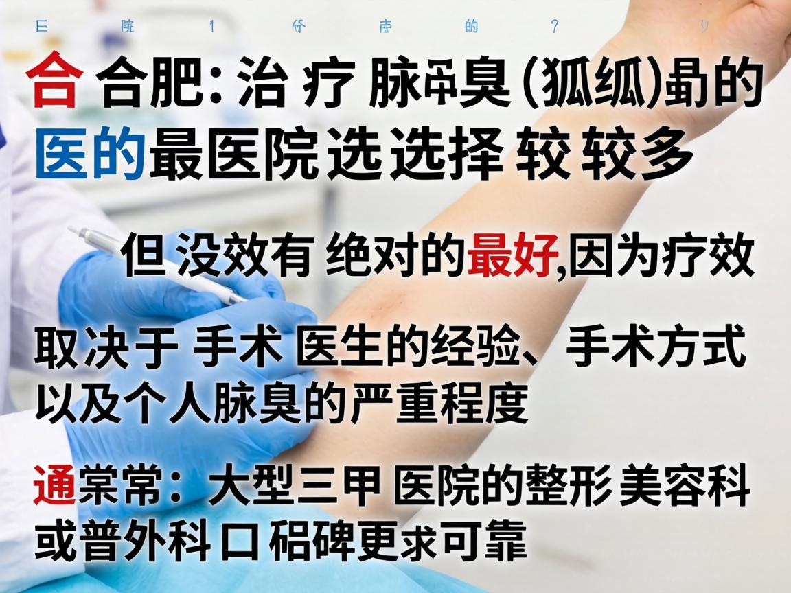 在合肥，治疗腋臭（狐臭）的医院选择较多，但没有绝对的最好，因为疗效取决于手术医生的经验、手术方式以及个人腋臭的严重程度。通常，大型三甲医院的整形美容科或普外科口碑更可靠