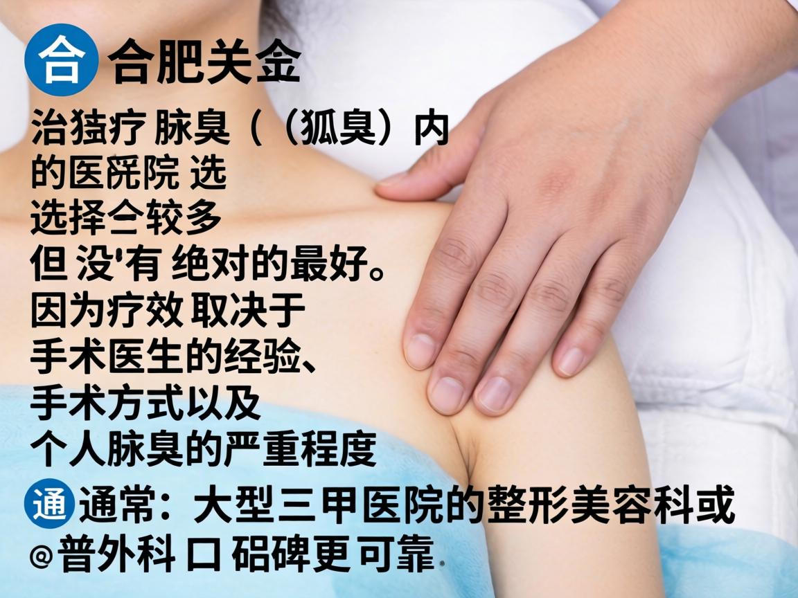 在合肥，治疗腋臭（狐臭）的医院选择较多，但没有绝对的最好，因为疗效取决于手术医生的经验、手术方式以及个人腋臭的严重程度。通常，大型三甲医院的整形美容科或普外科口碑更可靠