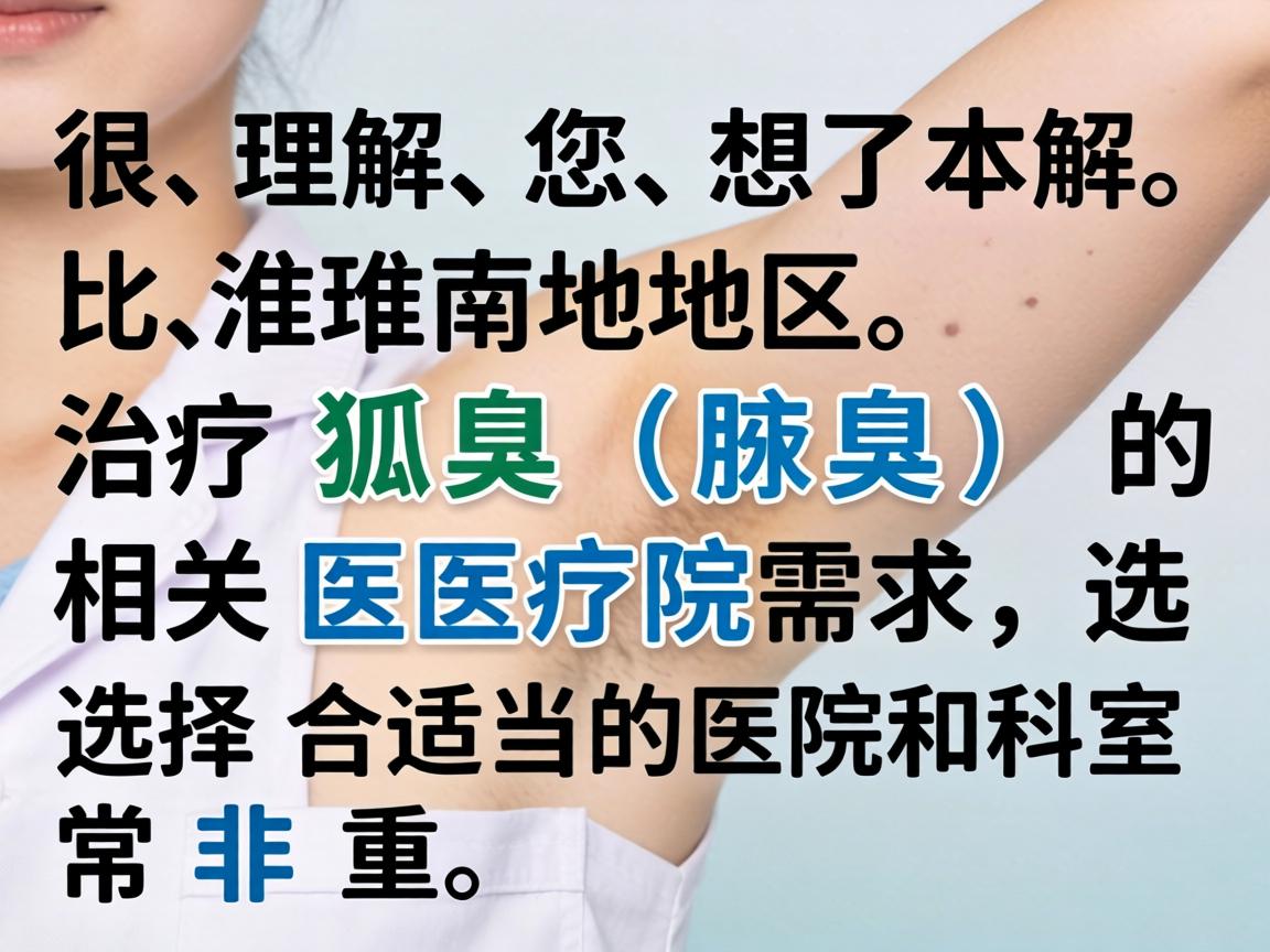 很理解您想了解淮南地区治疗狐臭(腋臭)的相关医院信息。这是一个比较常见的医疗需求,选择合适的医院和科室非常重要 很理解您想了解淮南地区治疗狐臭(腋臭)的相关医院信息。这是一个比较常见的医疗需求,选择合适的医院和科室非常重要