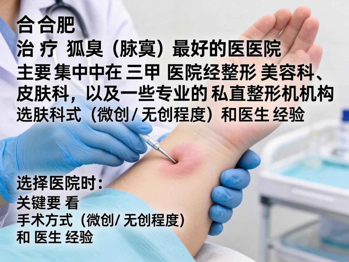 在合肥,治疗狐臭(腋臭)最好的医院主要集中在三甲医院的整形美容科、皮肤科,以及一些专业的私立整形机构。选择医院时,关键要看手术方式(微创/无创程度)和医生经验 在合肥,治疗狐臭(腋臭)最好的医院主要集中在三甲医院的整形美容科、皮肤科,以及一些专业的私立整形机构。选择医院时,关键要看手术方式(微创/无创程度)和医生经验