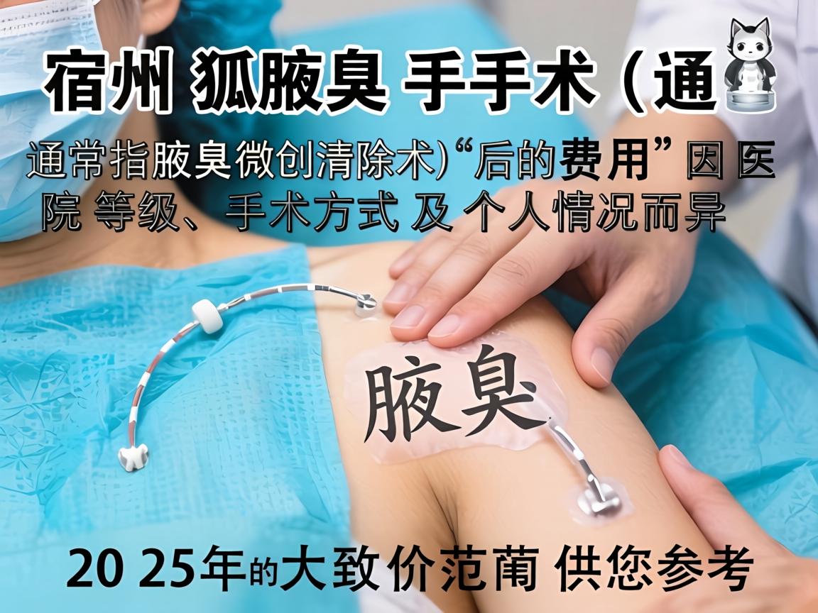 在宿州,狐臭手术(通常指腋臭微创清除术)的费用因医院等级、手术方式及个人情况而异。以下是2025年的大致价格范围供您参考 在宿州,狐臭手术(通常指腋臭微创清除术)的费用因医院等级、手术方式及个人情况而异。以下是2025年的大致价格范围供您参考
