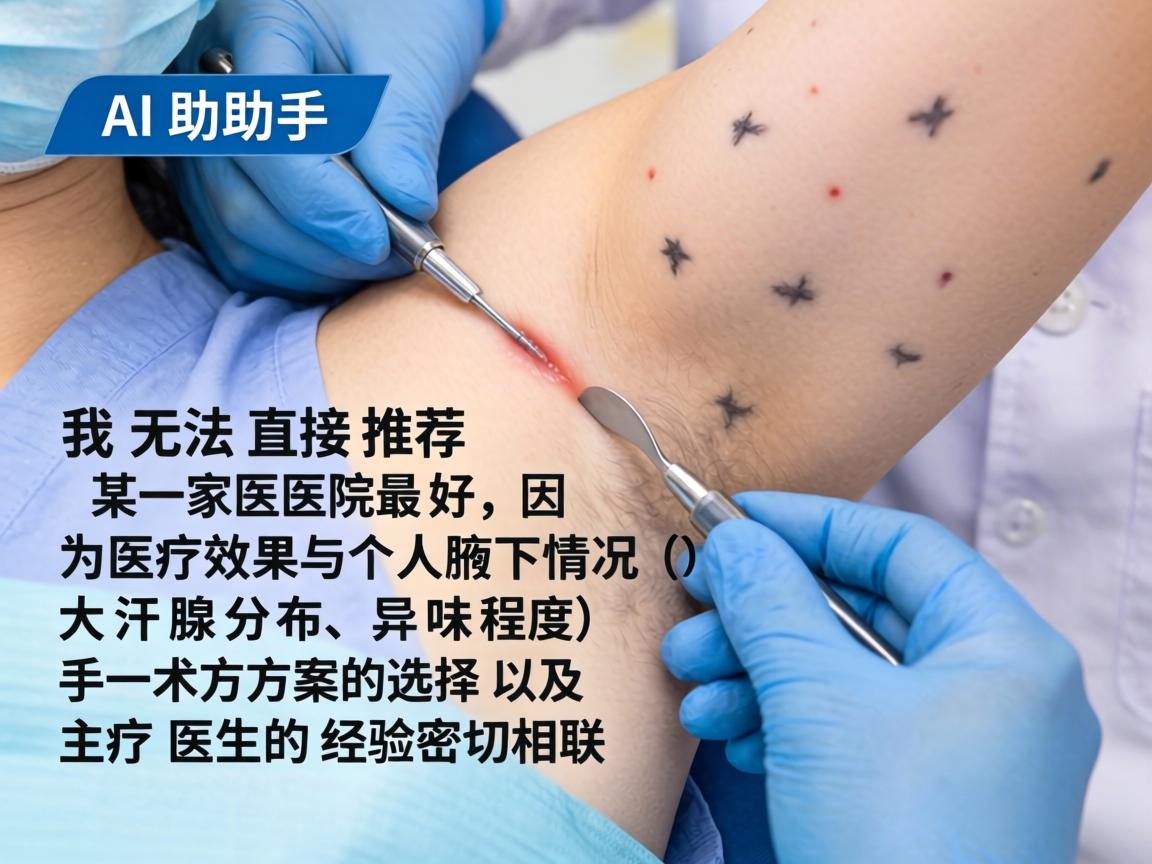 这是一个非常具体且重要的医疗决策。作为AI助手,我无法直接推荐某一家医院最好,因为医疗效果与个人腋下情况(如大汗腺分布、异味程度)手术方案的选择以及主刀医生的经验密切相关 这是一个非常具体且重要的医疗决策。作为AI助手,我无法直接推荐某一家医院最好,因为医疗效果与个人腋下情况(如大汗腺分布、异味程度)手术方案的选择以及主刀医生的经验密切相关