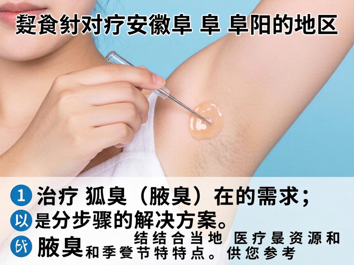 针对安徽阜阳地区治疗狐臭(腋臭)的需求,以下是分步骤的解决方案,结合当地医疗资源和季节特点,供您参考 针对安徽阜阳地区治疗狐臭(腋臭)的需求,以下是分步骤的解决方案,结合当地医疗资源和季节特点,供您参考