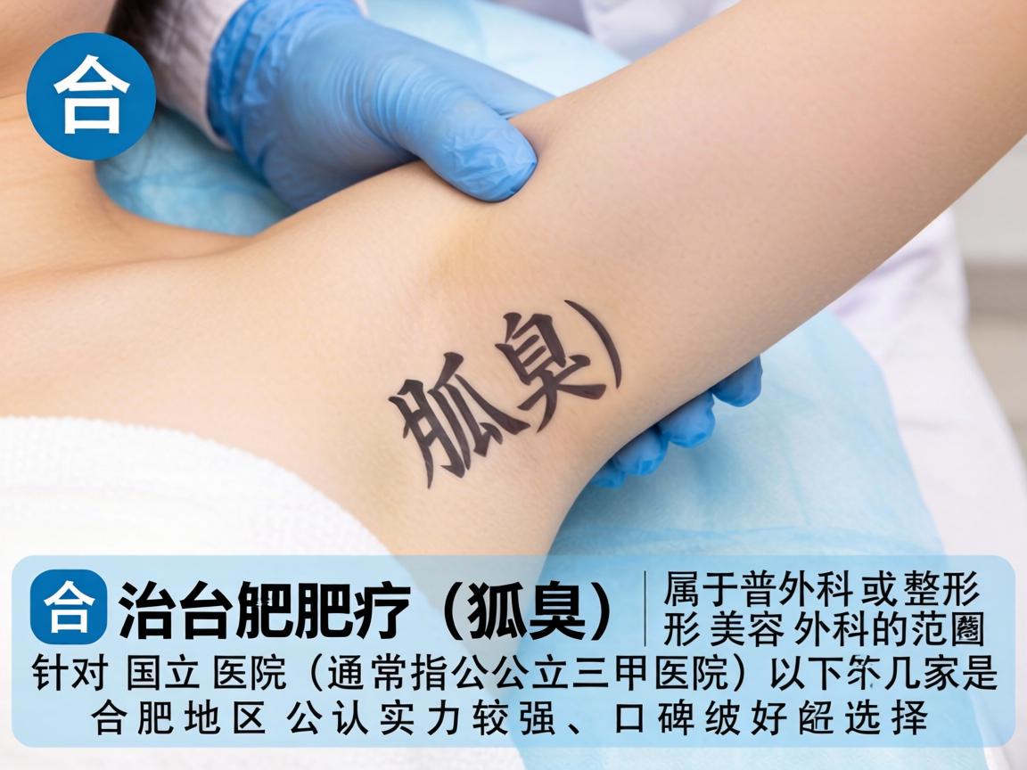 在合肥，治疗狐臭（腋臭）属于普外科或整形美容外科的范畴。针对国立医院（通常指公立三甲医院）以下几家是合肥地区公认实力较强、口碑较好的选择