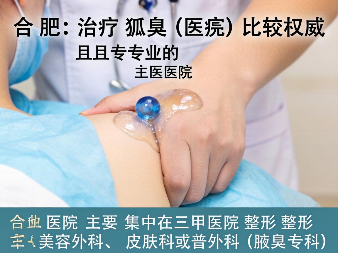 在合肥,治疗狐臭(腋臭)比较权威且专业的医院主要集中在三甲医院的整形美容外科、皮肤科或普外科(腋臭专科) 在合肥,治疗狐臭(腋臭)比较权威且专业的医院主要集中在三甲医院的整形美容外科、皮肤科或普外科(腋臭专科)