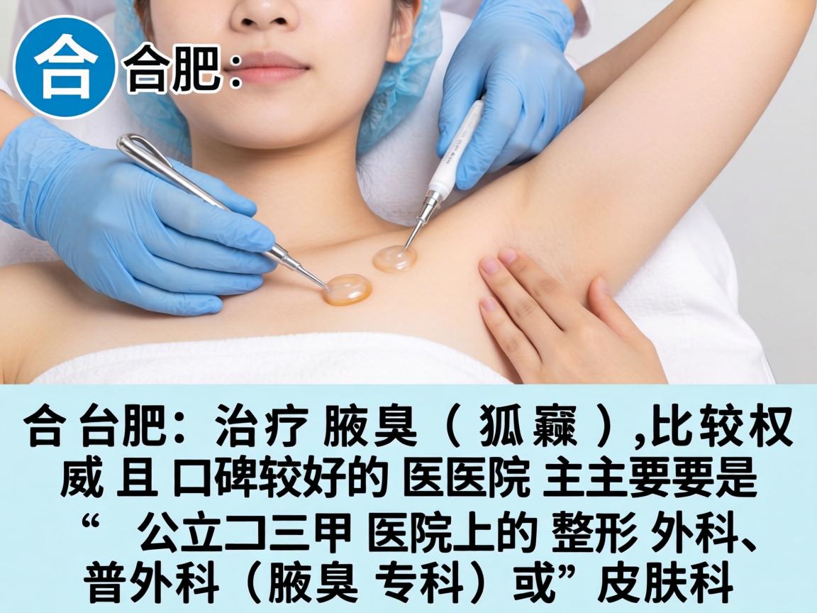 在合肥,治疗腋臭(狐臭)比较权威且口碑较好的医院主要是公立三甲医院的整形外科、普外科(腋臭专科)或皮肤科 在合肥,治疗腋臭(狐臭)比较权威且口碑较好的医院主要是公立三甲医院的整形外科、普外科(腋臭专科)或皮肤科