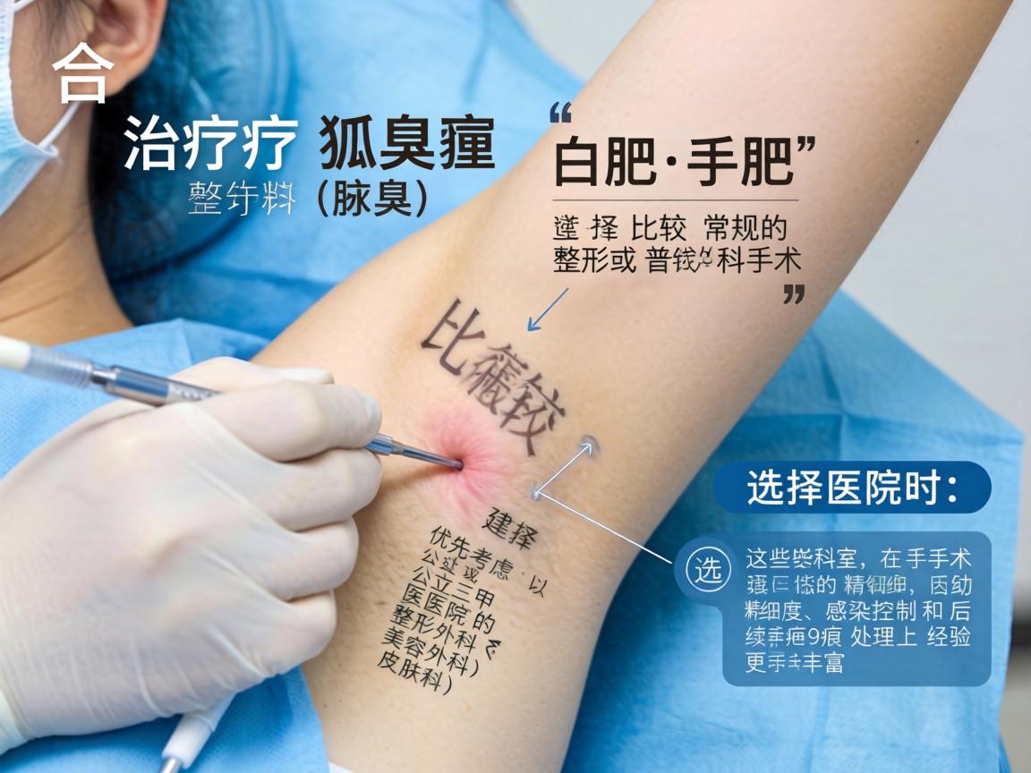 在合肥,治疗狐臭(腋臭)的手术属于比较常规的整形或普外科手术。选择医院时,建议优先考虑公立三甲医院的整形外科(或美容外科)以及皮肤科,因为这些科室在手术的精细度、感染控制和后续疤痕处理上经验更丰富 在合肥,治疗狐臭(腋臭)的手术属于比较常规的整形或普外科手术。选择医院时,建议优先考虑公立三甲医院的整形外科(或美容外科)以及皮肤科,因为这些科室在手术的精细度、感染控制和后续疤痕处理上经验更丰富
