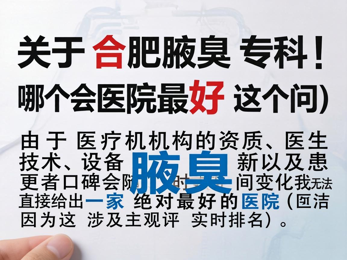 关于合肥腋臭专科哪个医院最好这个问题,由于医疗机构的资质、医生技术、设备更新以及患者口碑会随时间变化,我无法直接给出一家绝对最好的医院(因为这涉及主观评价和实时排名) 关于合肥腋臭专科哪个医院最好这个问题,由于医疗机构的资质、医生技术、设备更新以及患者口碑会随时间变化,我无法直接给出一家绝对最好的医院(因为这涉及主观评价和实时排名)