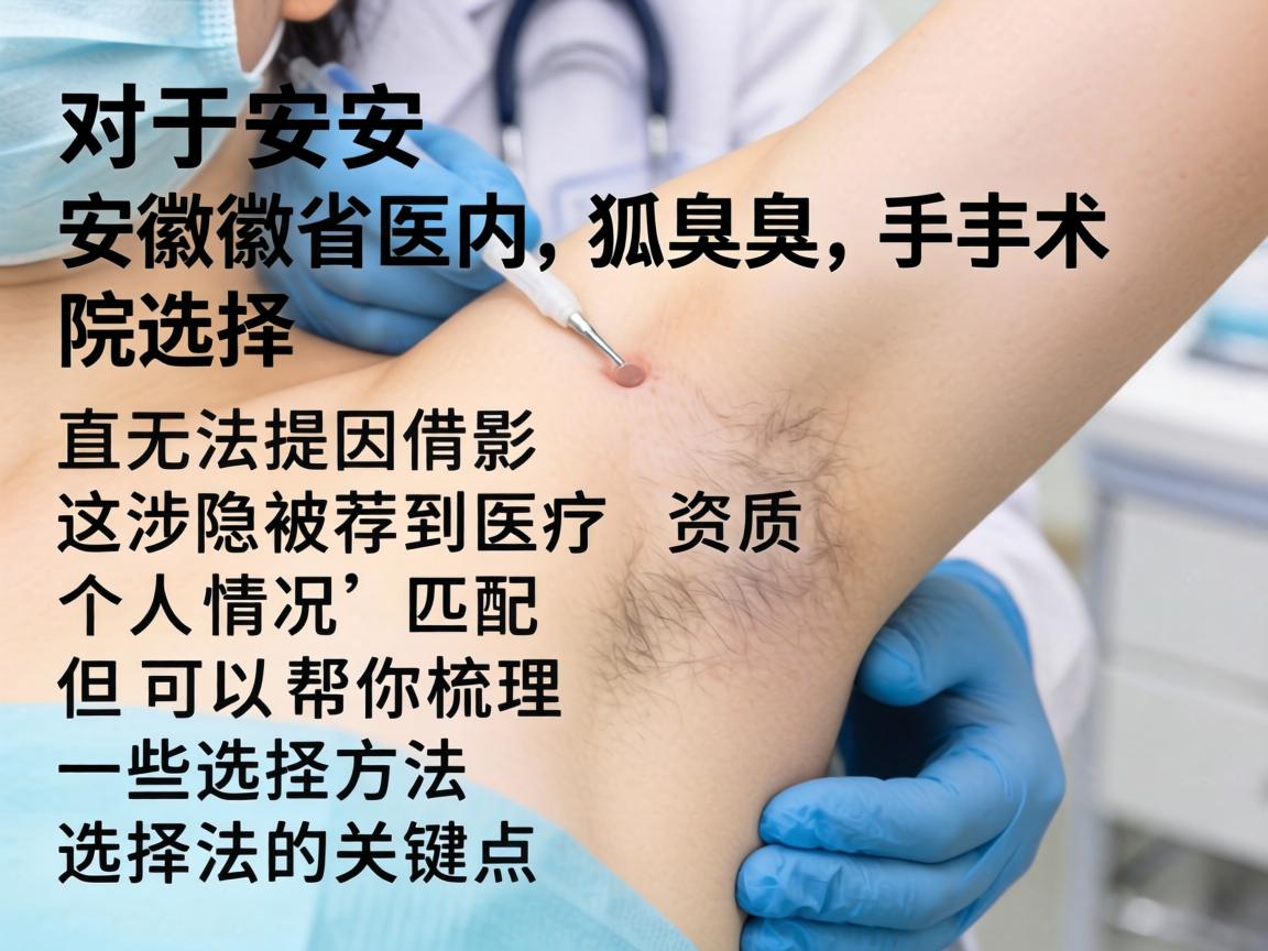 对于安徽省内狐臭手术医院的选择,我无法提供直接推荐,因为这涉及到医疗资质和个人情况的匹配。但可以帮你梳理一些选择的方法和关键点 对于安徽省内狐臭手术医院的选择,我无法提供直接推荐,因为这涉及到医疗资质和个人情况的匹配。但可以帮你梳理一些选择的方法和关键点