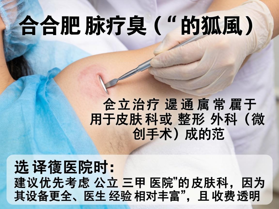 在合肥,腋臭(狐臭)的治疗通常属于皮肤科或整形外科(微创手术)的范畴。选择医院时,建议优先考虑公立三甲医院的皮肤科,因为其设备更全、医生经验相对丰富,且收费透明 在合肥,腋臭(狐臭)的治疗通常属于皮肤科或整形外科(微创手术)的范畴。选择医院时,建议优先考虑公立三甲医院的皮肤科,因为其设备更全、医生经验相对丰富,且收费透明